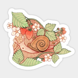 Strawberries & snails - peach Sticker